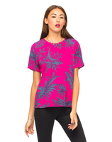Motel Pacey T Shirt Blouse in Two Tone Floral Raspberry