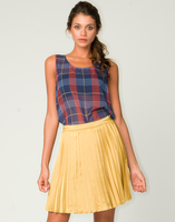 Motel Paige Long Sheer Vest in Navy Check