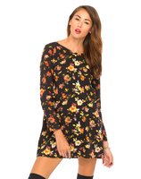 Motel Patsy Babydoll Dress in Floral Fever Plum