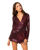 Motel Paulette Long Sleeve Playsuit Burgundy
