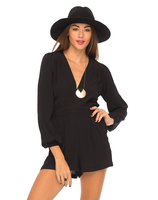 Motel Paulette Long Sleeve Playsuit in Black