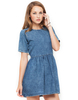 Motel Penny Babydoll Dress in Acid Wash Denim