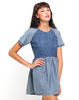 Motel Penny Babydoll Dress in Acid Wash Patch Denim