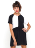 Motel Penny Babydoll Dress in Black and White Panels