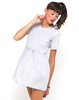 Motel Penny Babydoll Dress in Grey Wash Denim