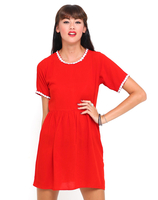 Motel Penny Babydoll Dress in Summer Red Daisy Applique
