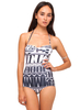 Motel Peridot Halterneck Swimsuit in Aztec Print