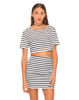Motel Petri Cropped Tee in Black and White Net Stripe