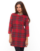Motel Petulia Long Sleeved Shift Dress in Tartan Red