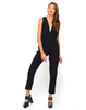 Motel Pia Plunge Front Jumpsuit in Black