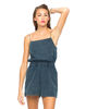 Motel Pixi Cinched Waist Playsuit in Black Wash Denim