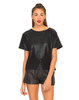 Motel Plazma Crackle Top in Black