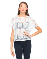 Motel Plazma Tee In White Sunflower Lace