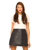 Motel Quilted Apple Highwaisted Mini Skirt in Black PU