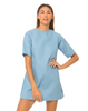 Motel Reggie Waffle Shift Dress in Powder Blue