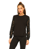 Motel Rina Lace Sweatshirt in Black