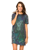 Motel Sally Mae Shift Dress in Green Irridescent