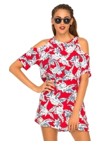 Motel Savannah Cold Shoulder Dress in Dahlia Red