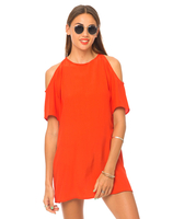 Motel Savannah Cold Shoulder Dress in Tangerine