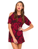 Motel Savannah Cold Shoulder Dress in Tonal Floral Maroon