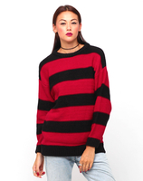 Motel Seattle Sweater in Black and Red Stripe