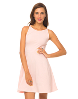 Motel Selma Strappy Skater Dress in Baby Pink