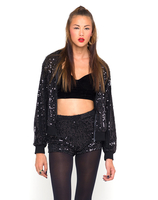 Motel Sequin Bomber Jacket in Black