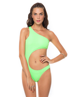 Motel Sharkbite Cut Out Swimsuit In Neon Lime