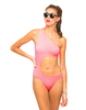 Motel Sharkbite Cut Out Swimsuit in Neon Pink