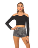 Motel Shay Cold Shoulder Crop Top in Black