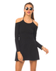 Motel Shayla Cold Shoulder Skater Dress in Black