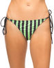 Motel Sherbet Tie Bikini Bottom in Black And Lime Stripe