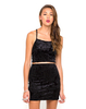 Motel Sugar Crop Top in Stamped Velvet Black