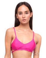 Motel Sunstone Cut Out Bikini Top in Magenta