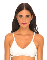 Motel Sunstone Cut Out Bikini Top in White Textured