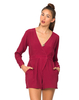Motel Suri V Neck Playsuit in Aubergine