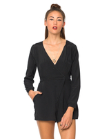 Motel Suri Wrap V Neck Playsuit in Black