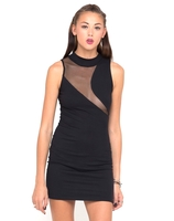 Motel Synth Mesh Panel Dress in Black