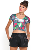 Motel Tabby Crop in Pink Southern Floral Highlight Print