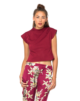 Motel Toko Short Sleeve Crop Top in Aubergine
