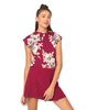 Motel Toko Short Sleeve Crop Top in Blur Flower Aubergine