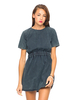 Motel Trixi Cinched Waist Dress in Black Wash Denim