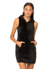 Motel Trixy Hooded Dress in Black Fleece