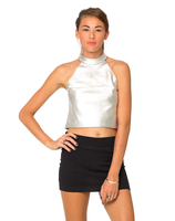 Motel Ursa Turtle Neck Crop Top in Silver Foil