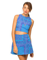 Motel Xaria Sleeveless Crop in Scarf Blue
