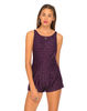 Motel Yay Scoop Back Playsuit in Aubergine Tinsel