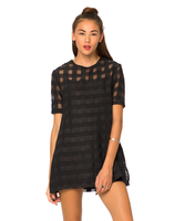 Motel Yulia Shift Dress in Sheer Black Check