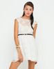 Motel Zee Zee Cap Sleeve Dress in Cream and Gold Lace