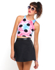 Motel Zena Crop Top in Polka Pink and Blue Tie Dye