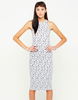 Motel Zena Midi Length Bodycon Dress in White Peace Print